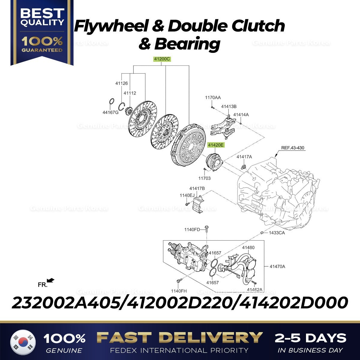 Genuine Flywheel & Double Clutch & Bearing 232002A405 412002D220 414202D000