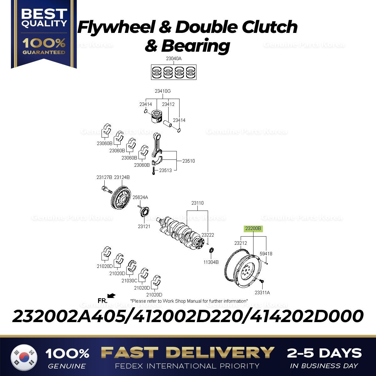 Genuine Flywheel & Double Clutch & Bearing 232002A405 412002D220 414202D000