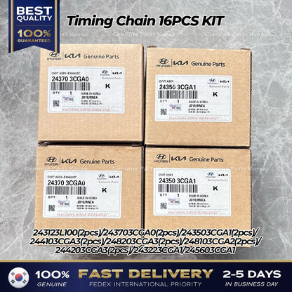 Genuine Timing Chain 16PCS KIT for Hyundai Azera Genesis Kia Cadenza