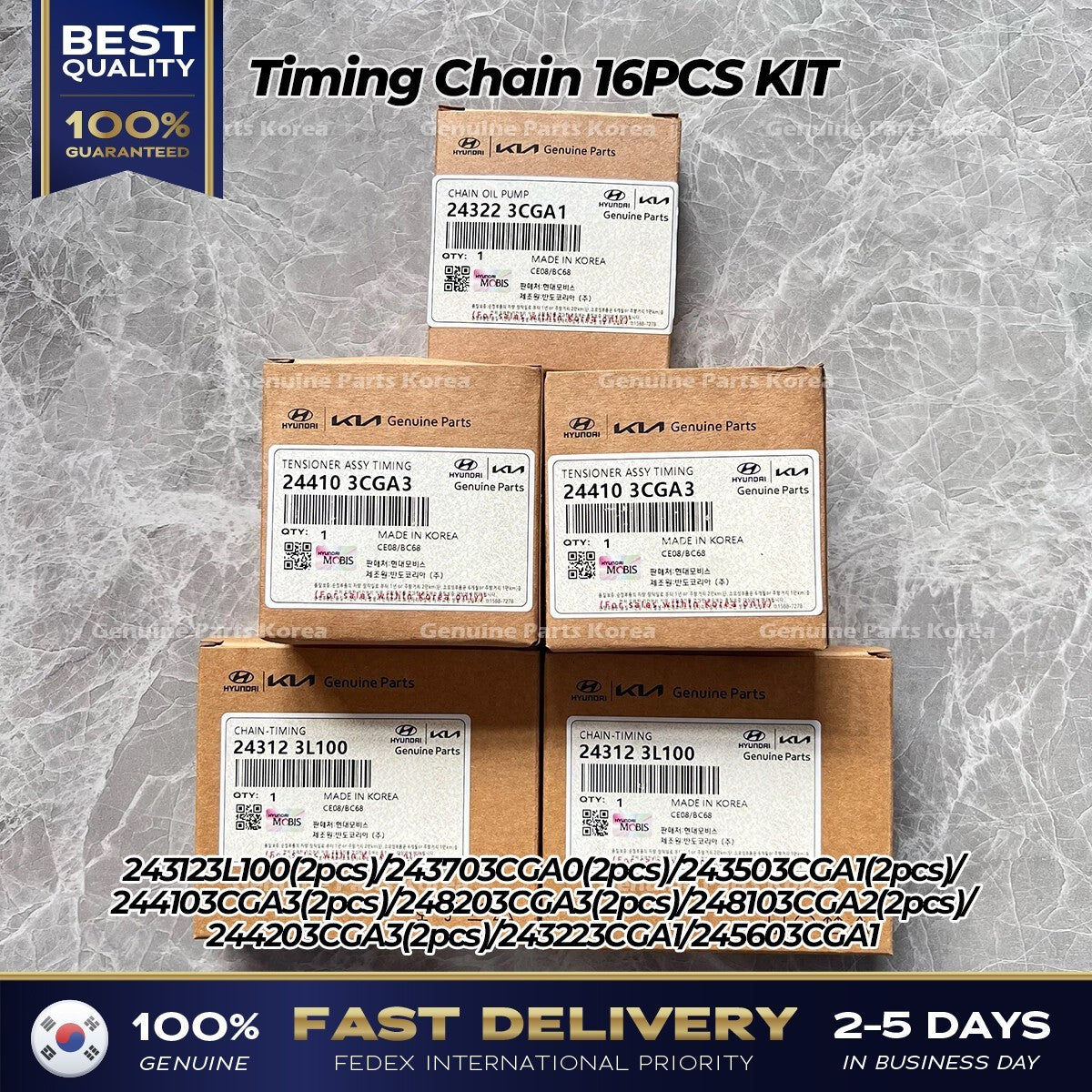 Genuine Timing Chain 16PCS KIT for Hyundai Azera Genesis Kia Cadenza