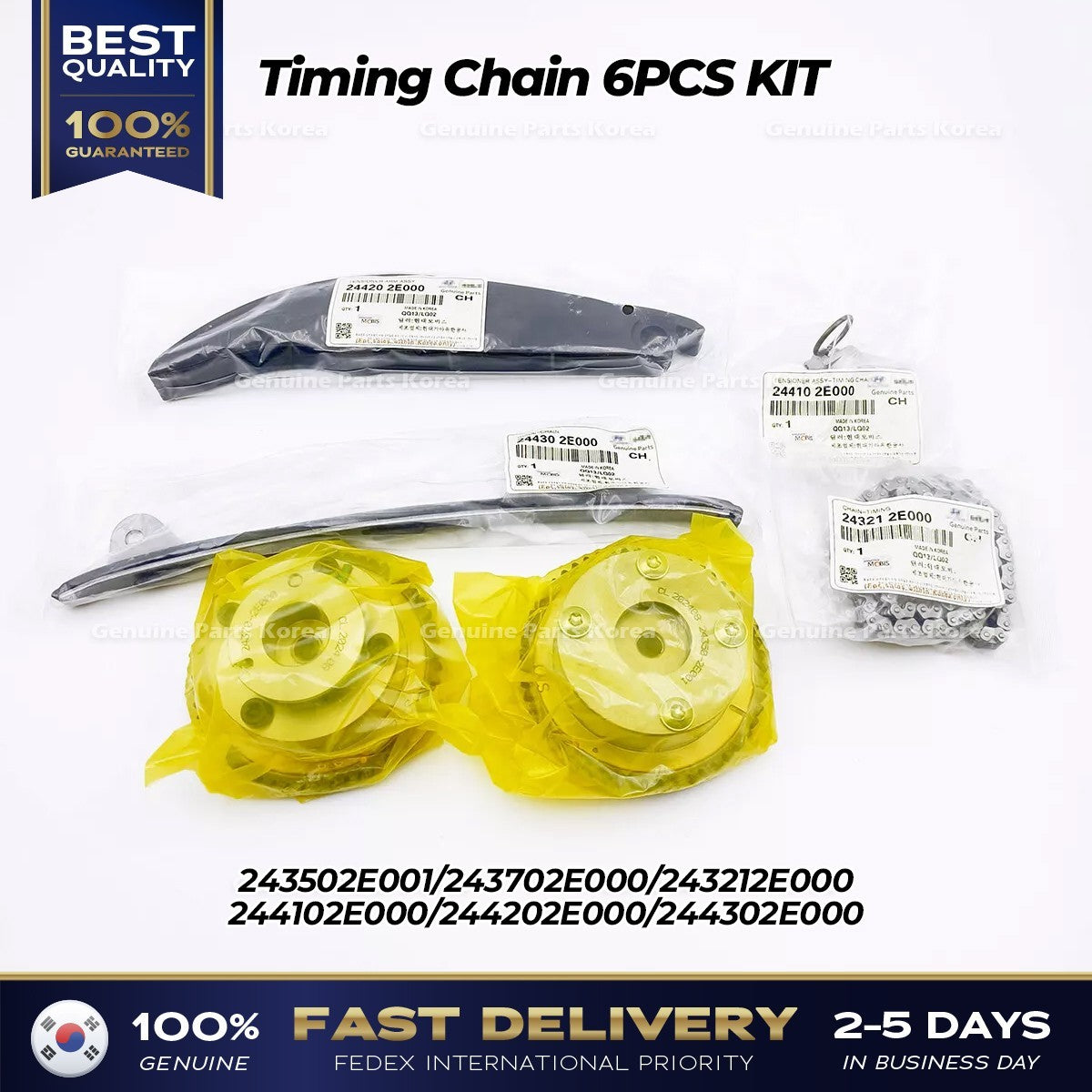 Genuine Timing Chain 6PCS KIT for Hyundai Elantra Kia Soul