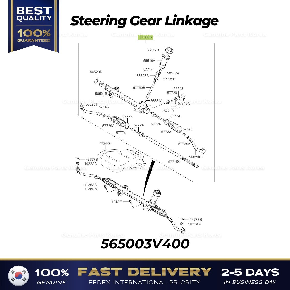 Genuine Steering Gear Linkage 565003V400 for Hyundai Azera Kia Optima
