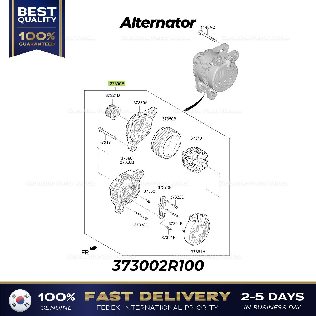 Genuine Alternator 373002R100 for Hyundai Santa Fe Tucson