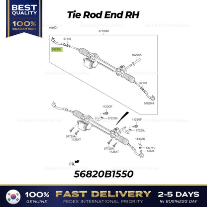 Genuine Tie Rod End RH 56820B1550 for Hyundai Genesis