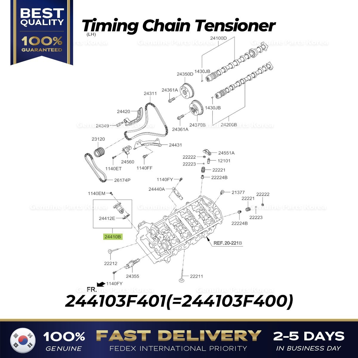 Genuine Timing Chain Tensioner 244103F401 for Hyundai Genesis G80 G90 Kia K900