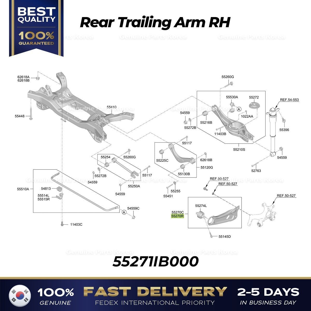 Genuine Rear Trailing Arm RH 55271IB000 for Hyundai Elantra N