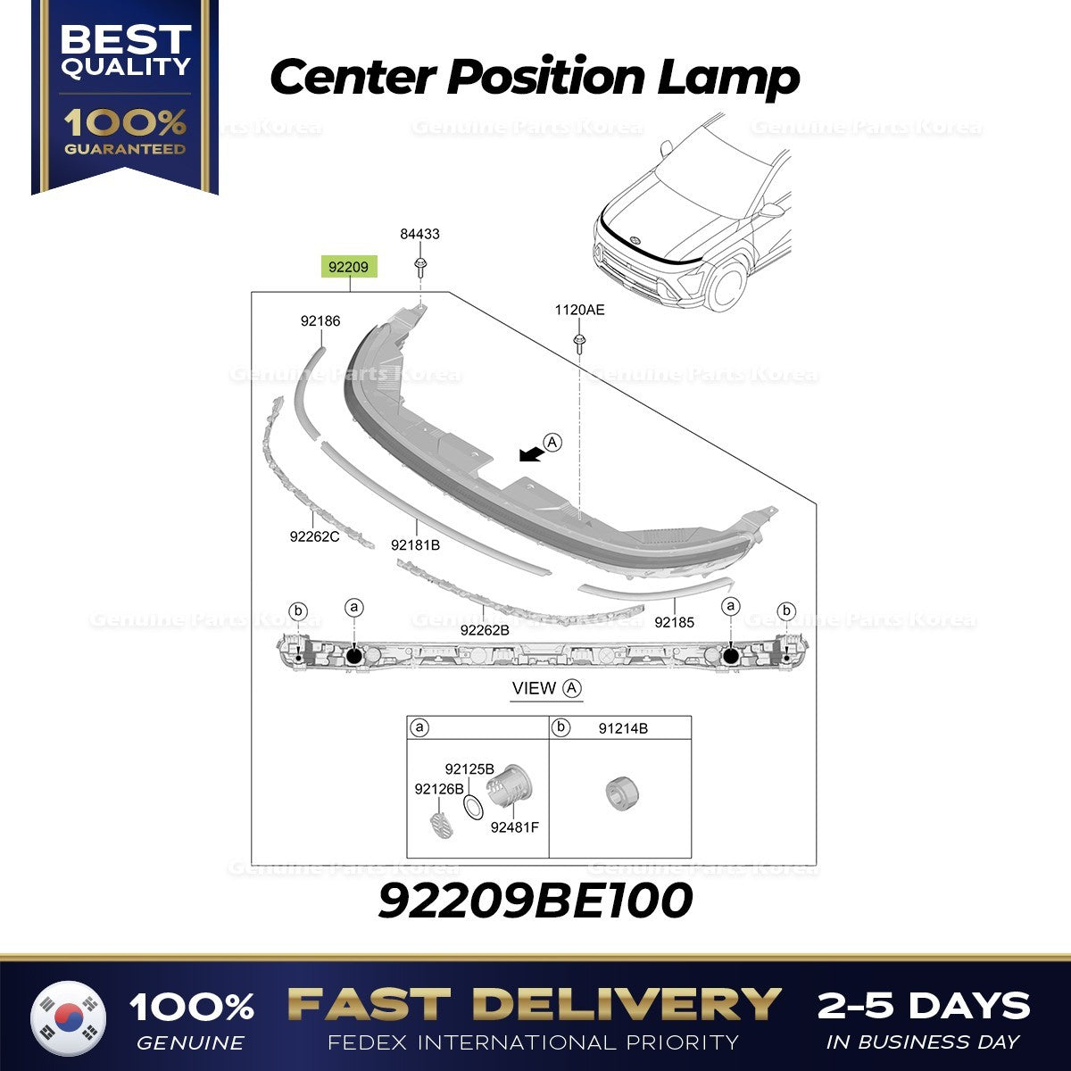 Genuine Center Position Lamp 92209BE100 for Hyundai Kona