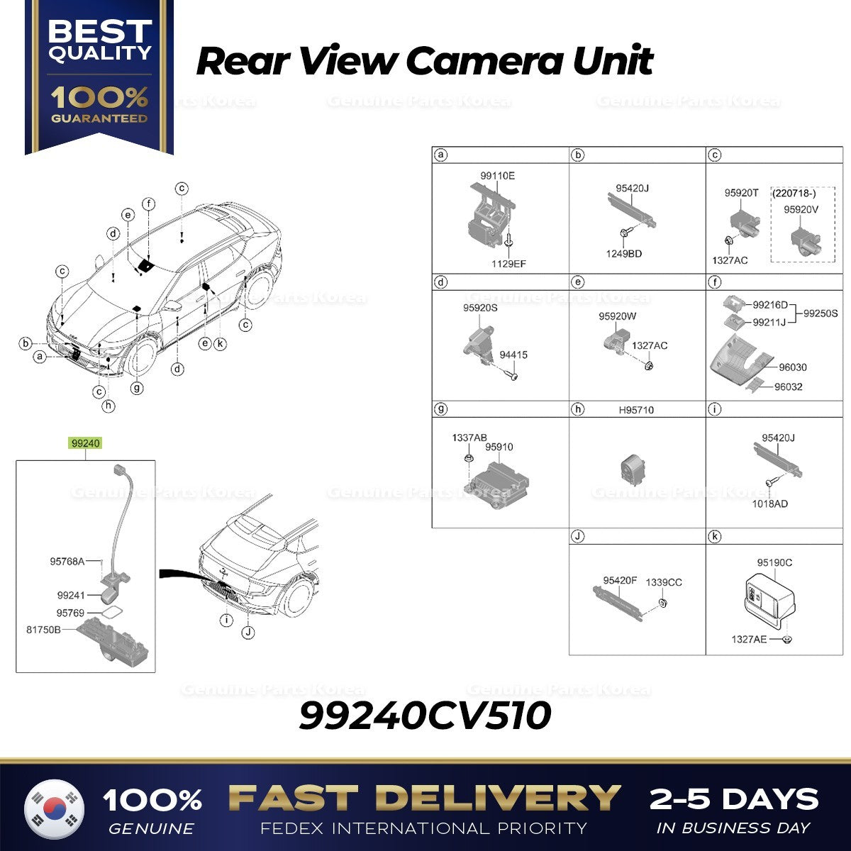 Genuine Rear View Camera Unit 99240CV510 for Kia EV6