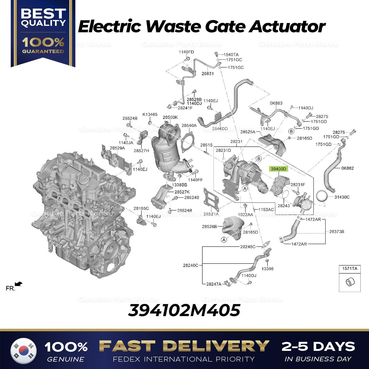Genuine Electric Waste Gate Actuator 394102M405 for Hyundai Elantra Kia K5