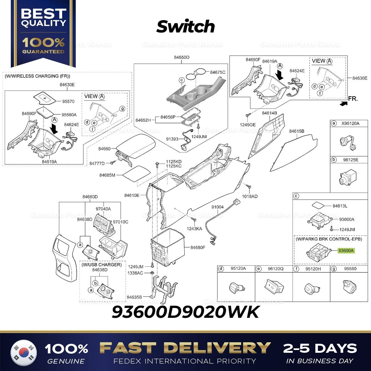 Genuine Switch 93600D9020WK for Kia Sportage