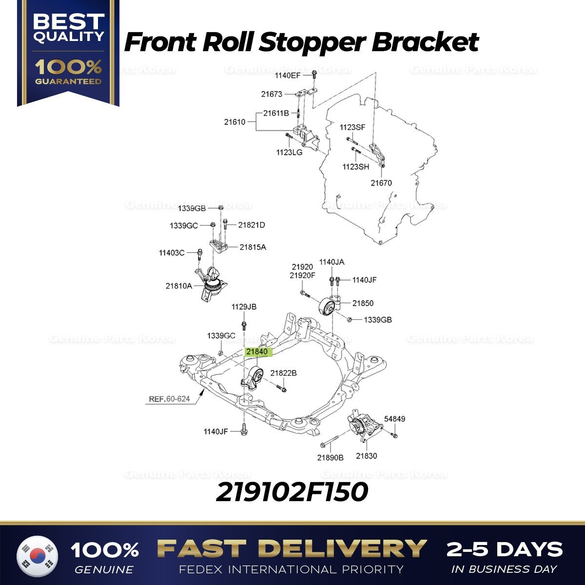 Genuine Front Roll Stopper Bracket 219102F150 for Kia Spectra