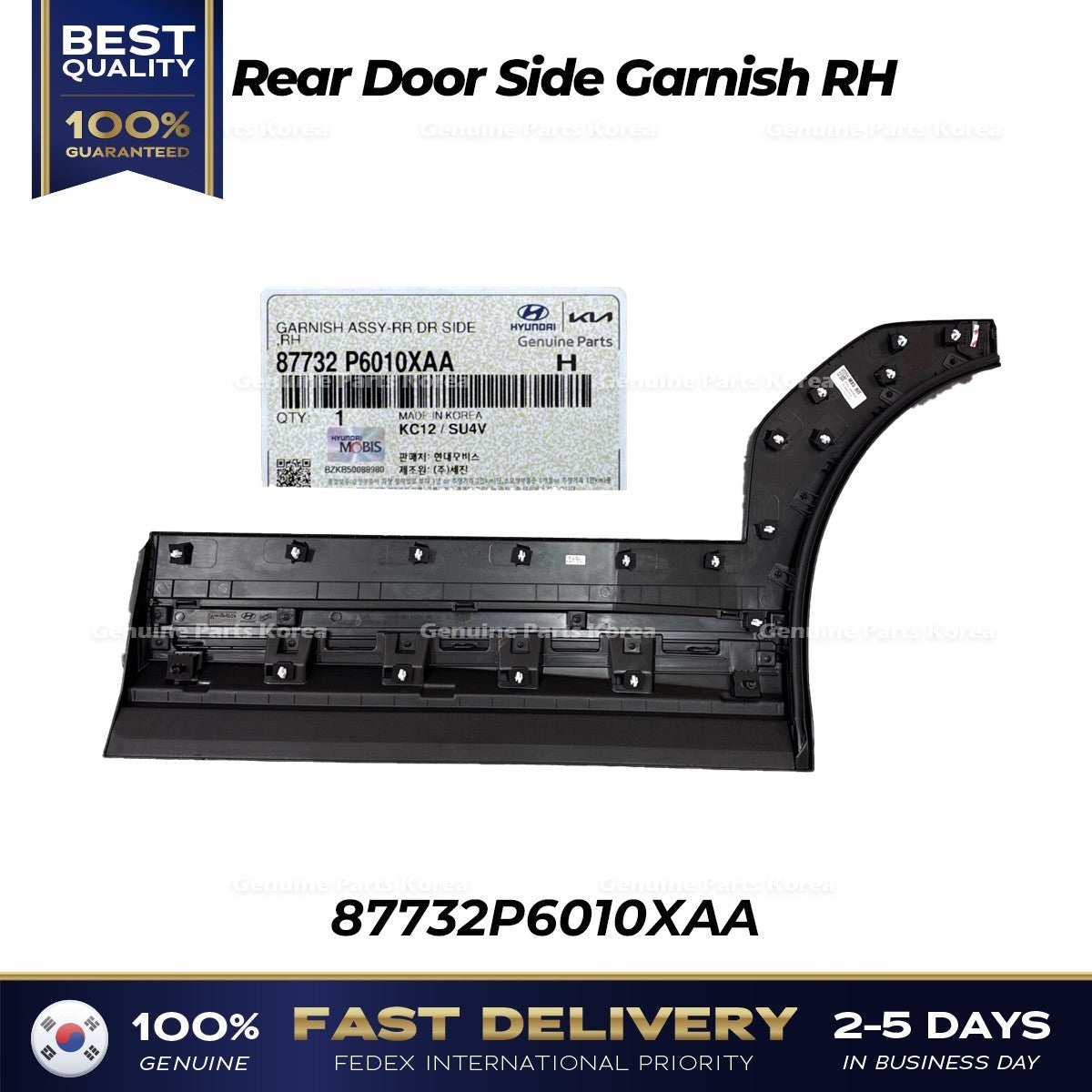 Genuine Rear Door Side Garnish RH 87732P6010XAA for Hyundai Santa Fe MX5