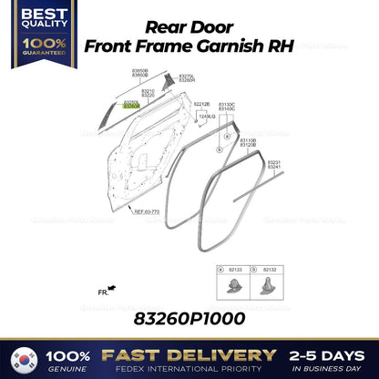 Genuine Rear Door Front Frame Garnish RH 83260P1000 for Kia Sportage