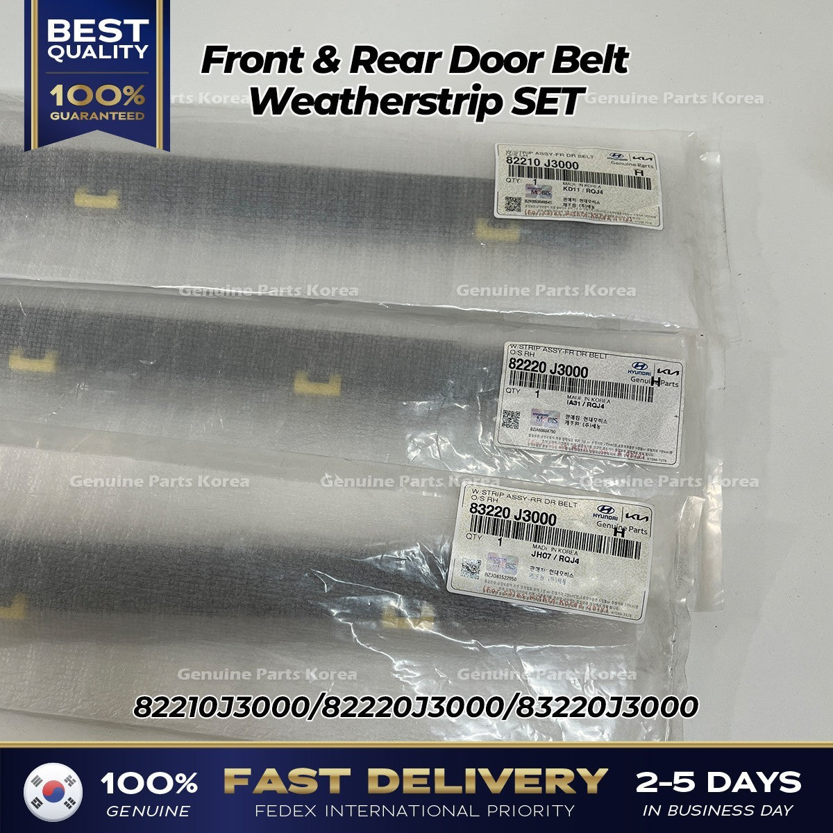 Genuine Front & Rear Door Belt Weatherstrip SET for Hyundai Veloster