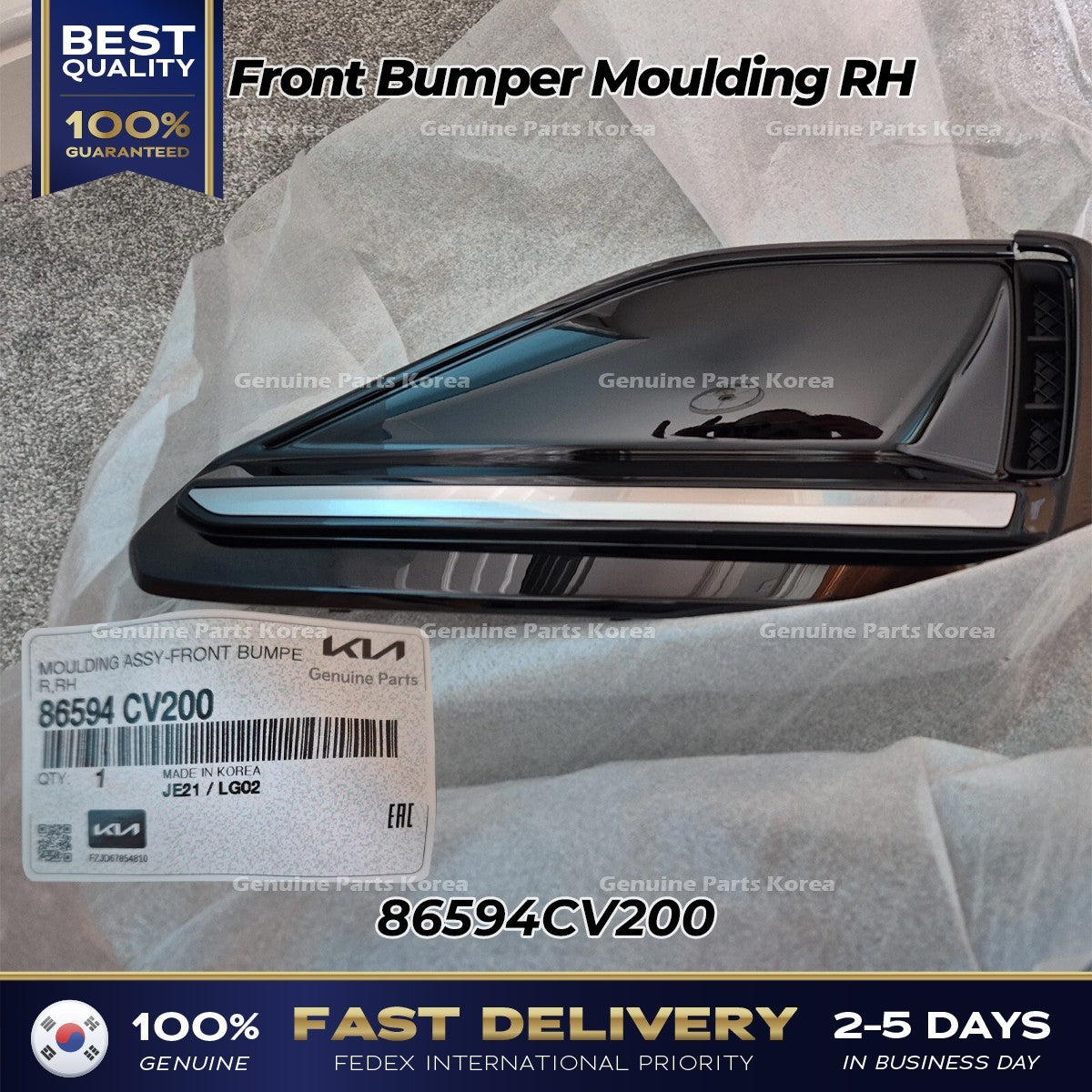 Genuine Front Bumper Moulding RH 86594CV200 for Kia EV6