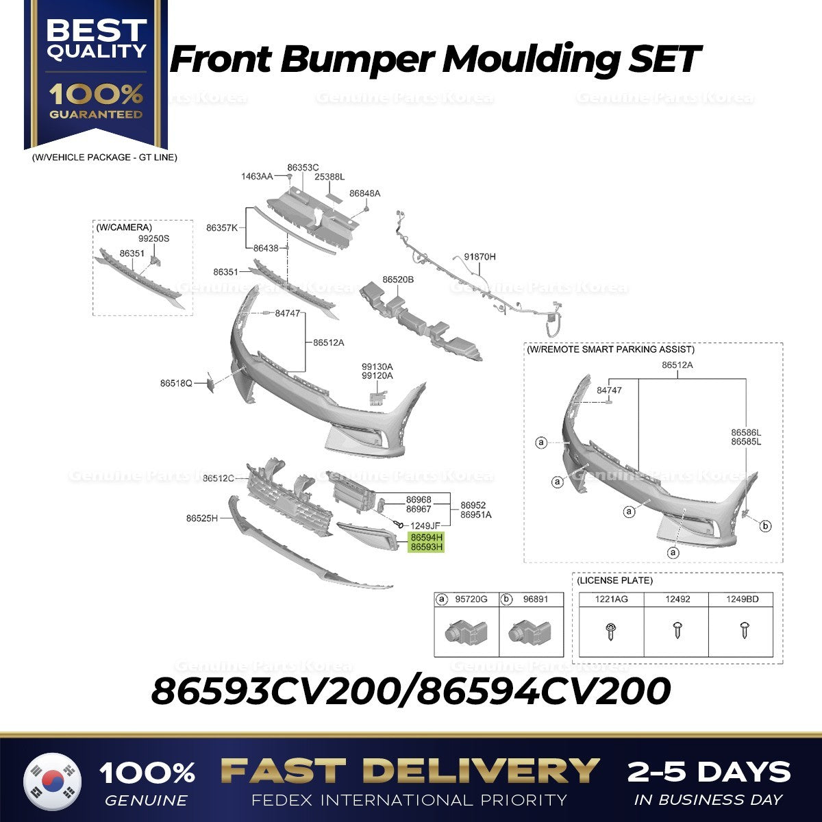 Genuine Front Bumper Moulding SET 86593CV200 86594CV200 for Kia EV6