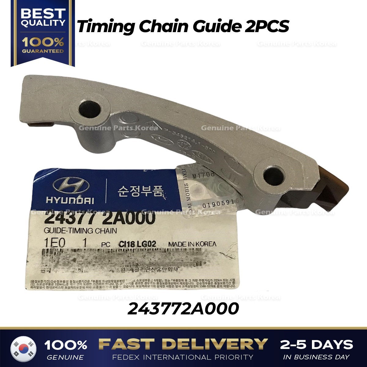 Genuine Timing Chain Guide 2PCS 243772A000 for Hyundai Accent Elantra Tucson
