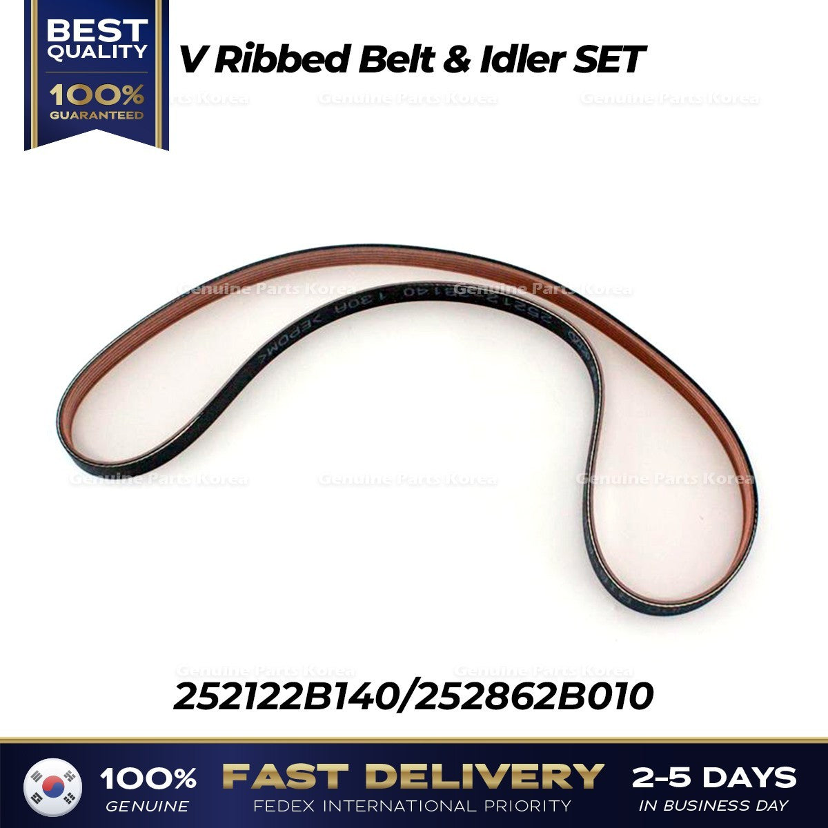 Genuine V Ribbed Belt & Idler SET 252122B140 252862B010 for Hyundai Accent