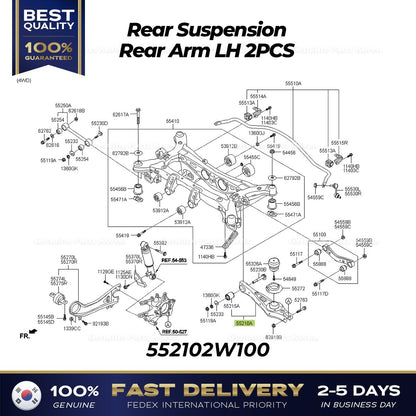 Genuine Rear Suspension Rear Arm LH 2PCS 552102W100 for Hyundai Santa Fe