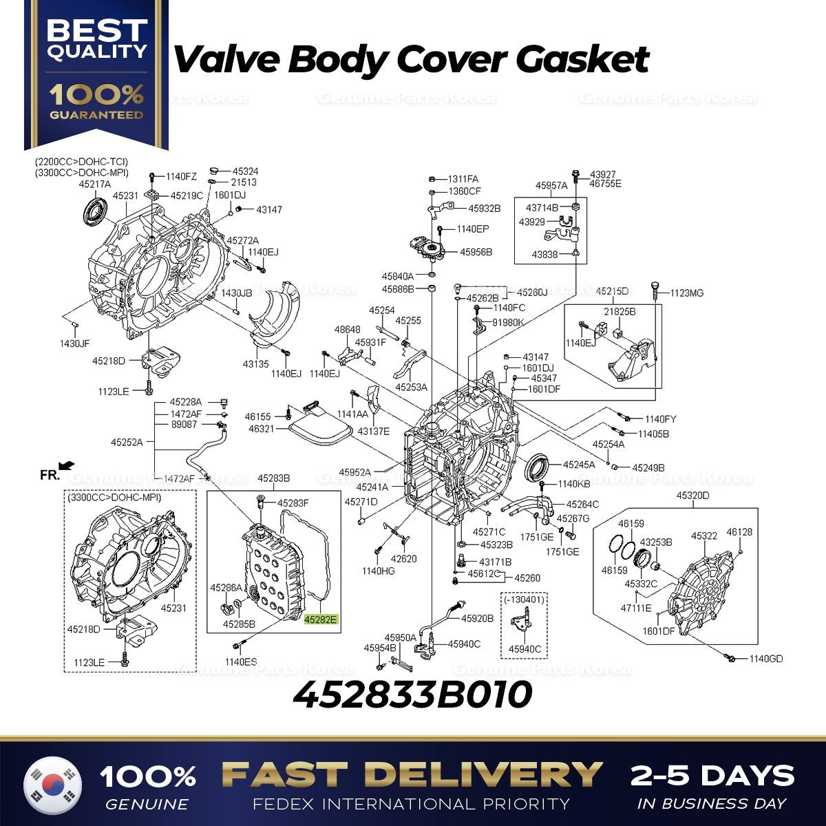 Genuine Valve Body Cover Gasket 452833B010 for Hyundai Azera Santa Fe