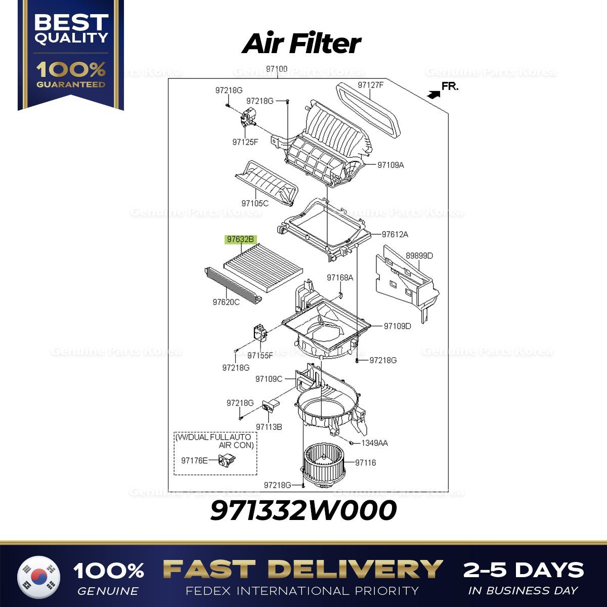 Genuine Air Filter 971332W000 for Hyundai Santa Fe
