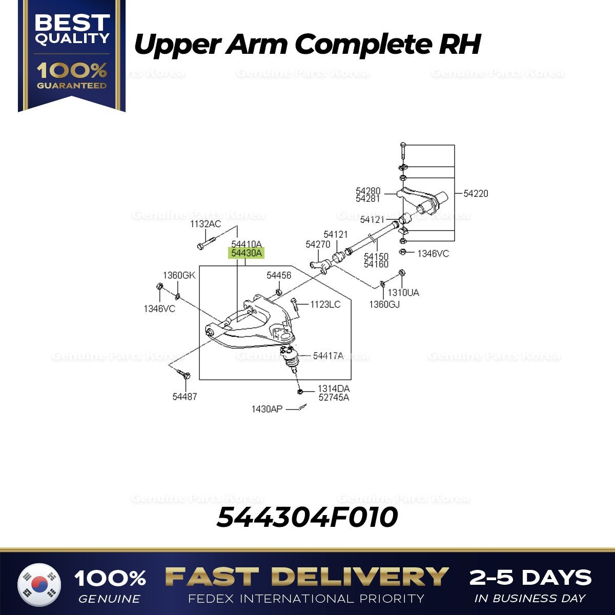 Genuine Upper Arm Complete RH 544304F010 for Hyundai H100