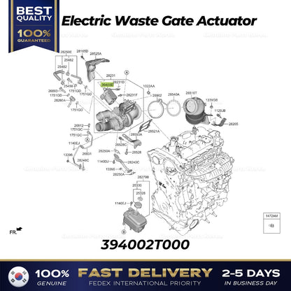 Genuine Electric Waste Gate Actuator 394002T000 for Genesis G80 Kia Stinger