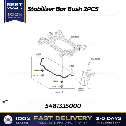 Genuine Stabilizer Bar Bush 2PCS 54813J5000 for Kia Stinger