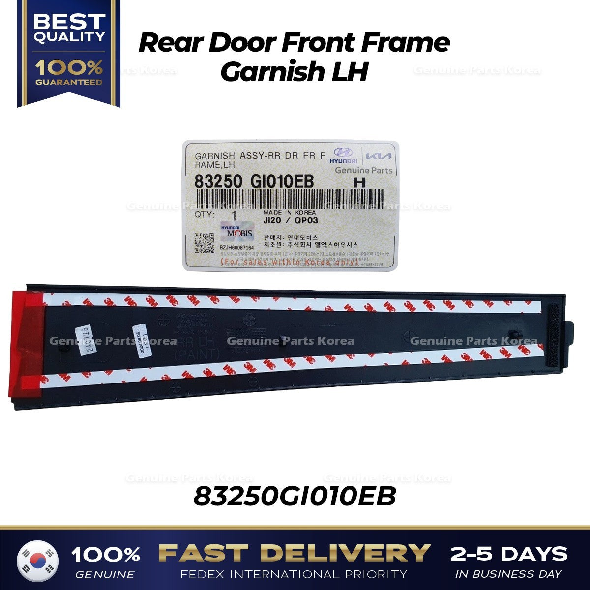 Genuine Rear Door Front Frame Garnish LH 83250GI010EB for Hyundai Ioniq 5