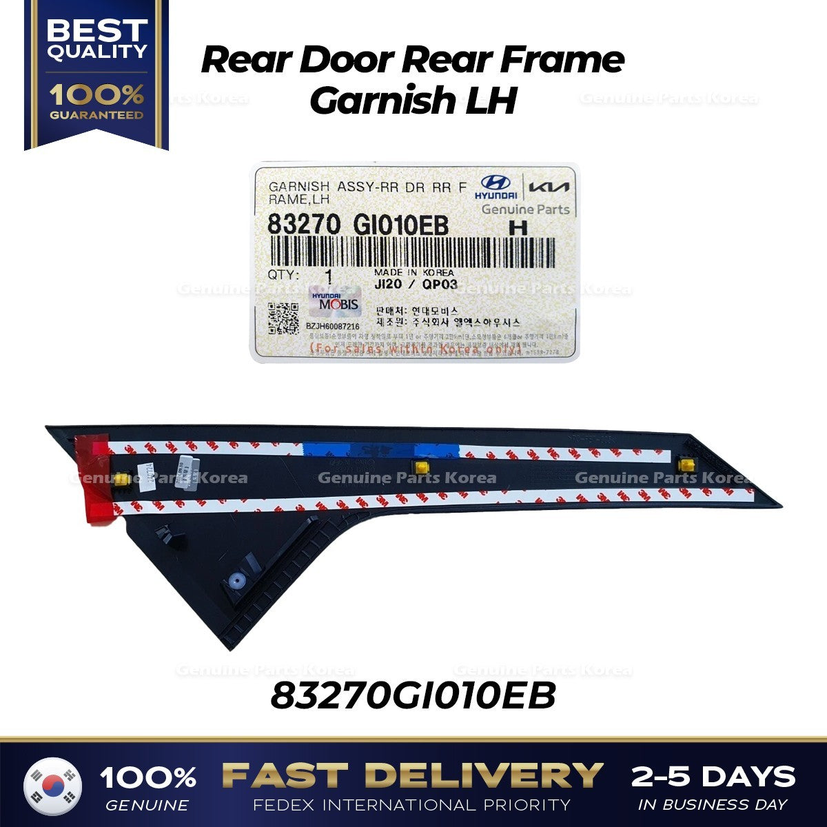 Genuine Rear Door Rear Frame Garnish LH 83270GI010EB for Hyundai Ioniq 5
