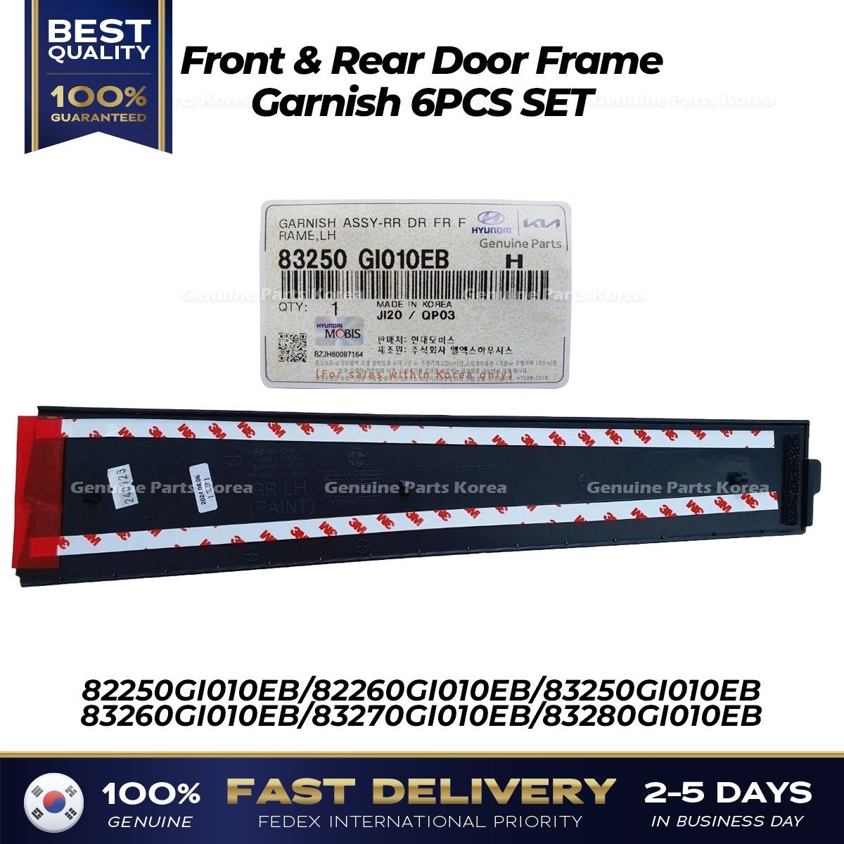 Genuine Front & Rear Door Frame Garnish 6PCS SET for Hyundai Ioniq 5