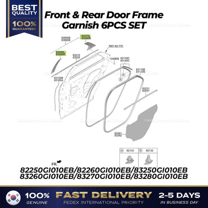 Genuine Front & Rear Door Frame Garnish 6PCS SET for Hyundai Ioniq 5