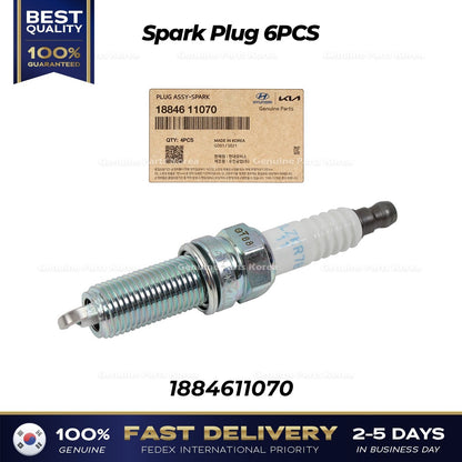 Genuine Spark Plug 6PCS 1884611070 for Hyundai Azera Elantra Kia Forte