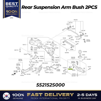 Genuine Rear Suspension Arm Bush 2PCS 552152S000 for Hyundai Santa Fe