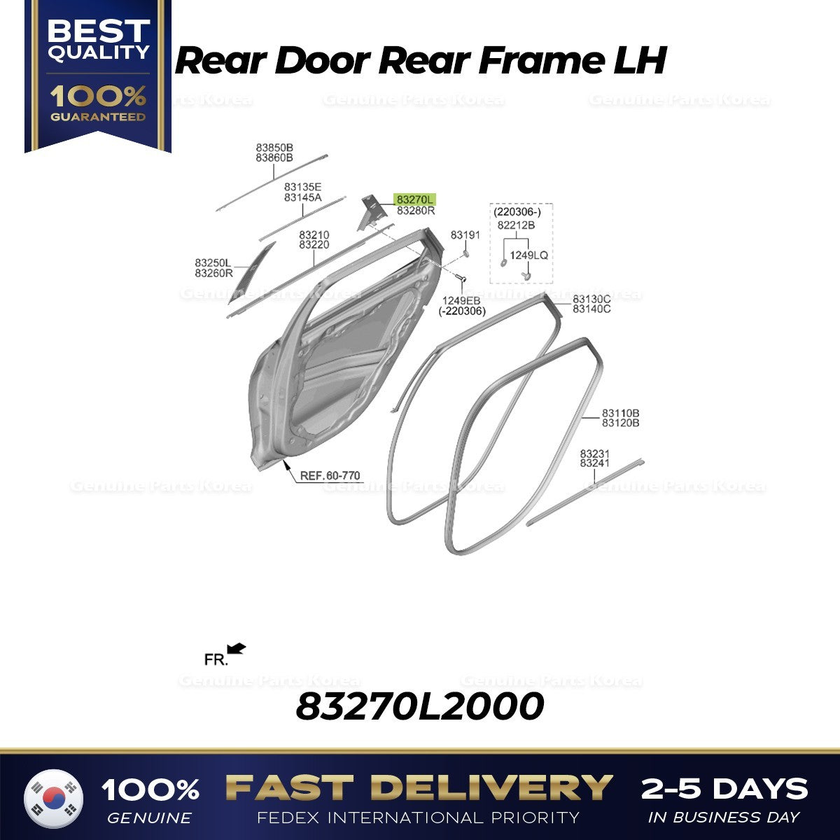 Genuine Rear Door Rear Frame LH 83270L2000 for Kia K5