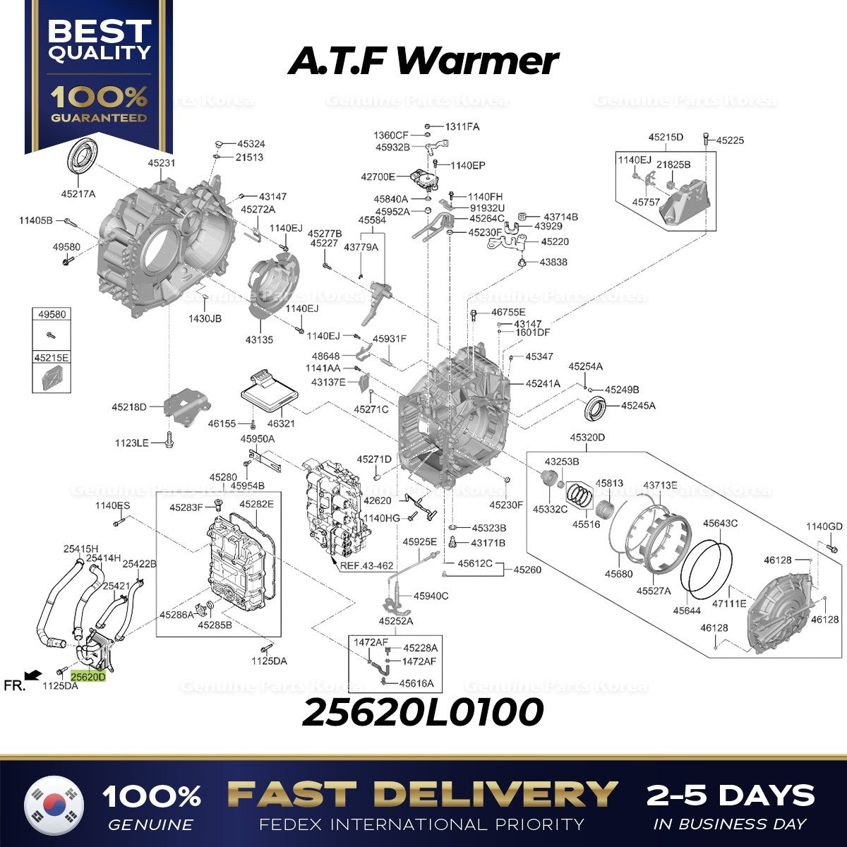 Genuine A.T.F Warmer 25620L0100 for Hyundai Sonata Kia K5