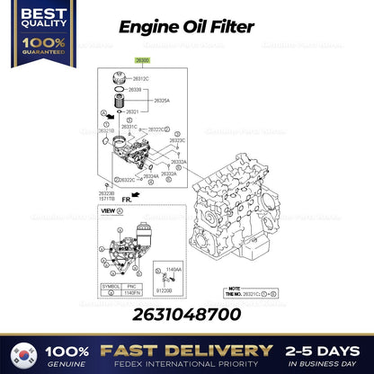 Genuine Engine Oil Filter 2631048700 for Hyundai E-County
