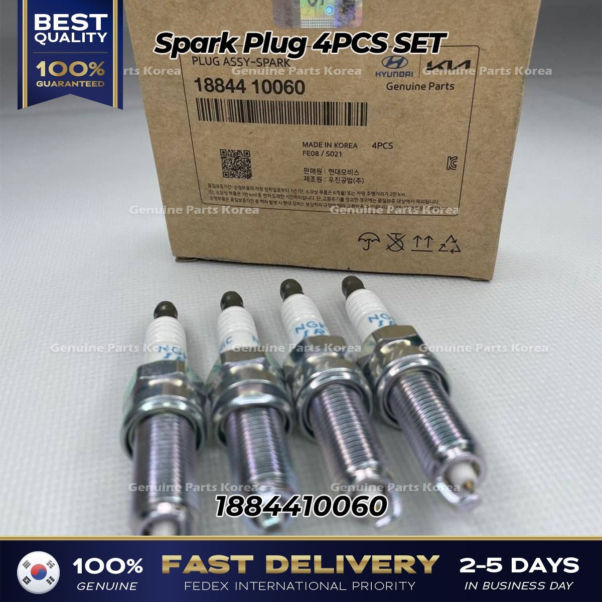 Genuine Spark Plug 4PCS SET 1884410060 for Hyundai Accent Kia Picanto