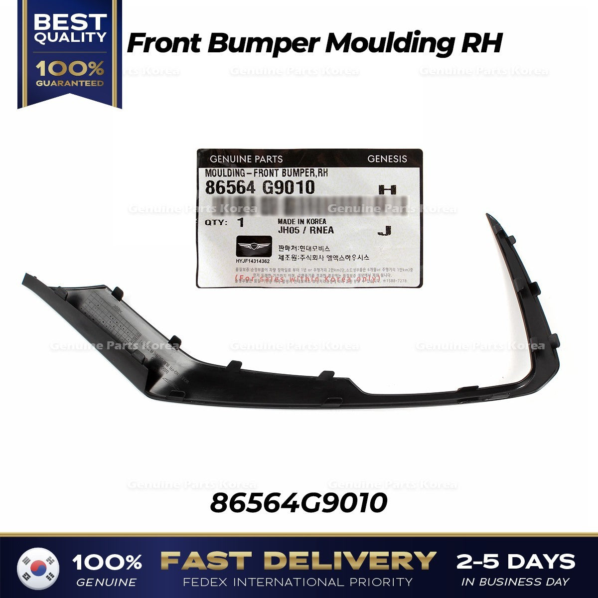 Genuine Front Bumper Moulding RH 86564G9010 for Hyundai Genesis G70