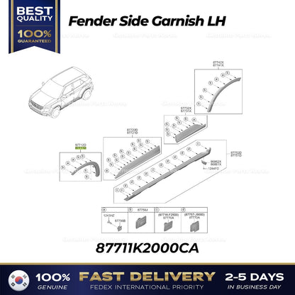 Genuine Fender Side Garnish LH 87711K2000CA for Hyundai Venue