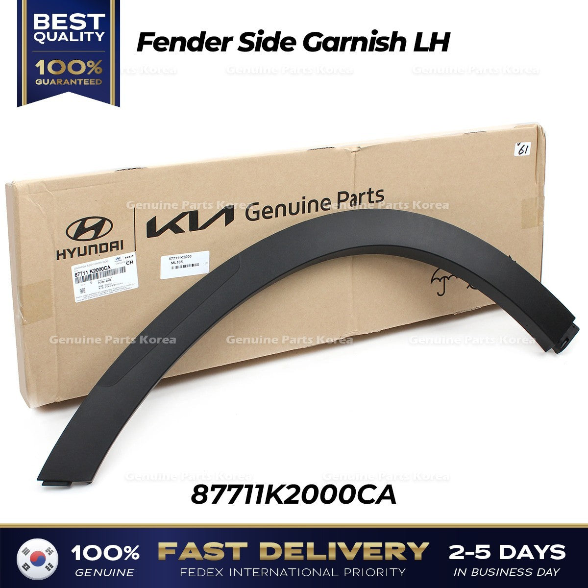 Genuine Fender Side Garnish LH 87711K2000CA for Hyundai Venue