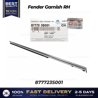 Genuine Fender Garnish RH 877723S001 for Hyundai Sonata