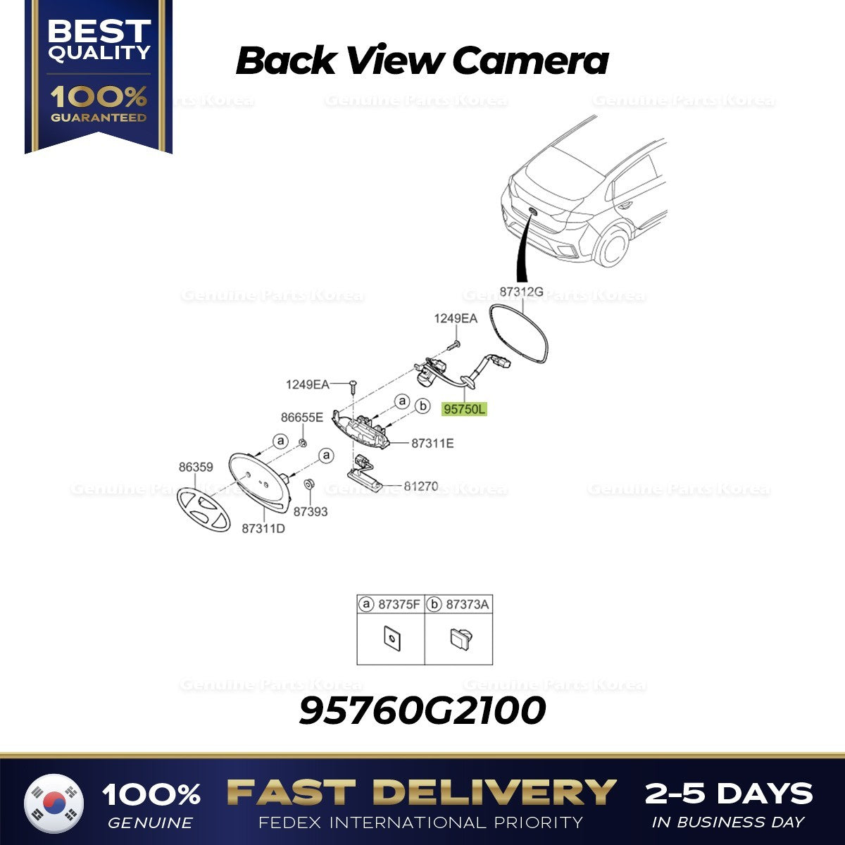 Genuine Back View Camera 95760G2100 for Hyundai Ioniq