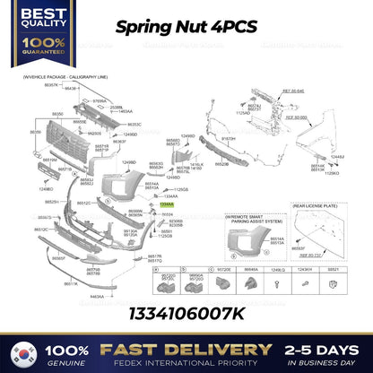 Genuine Spring Nut 4PCS 1334106007K for Hyundai Elantra Genesis Kia Carnival
