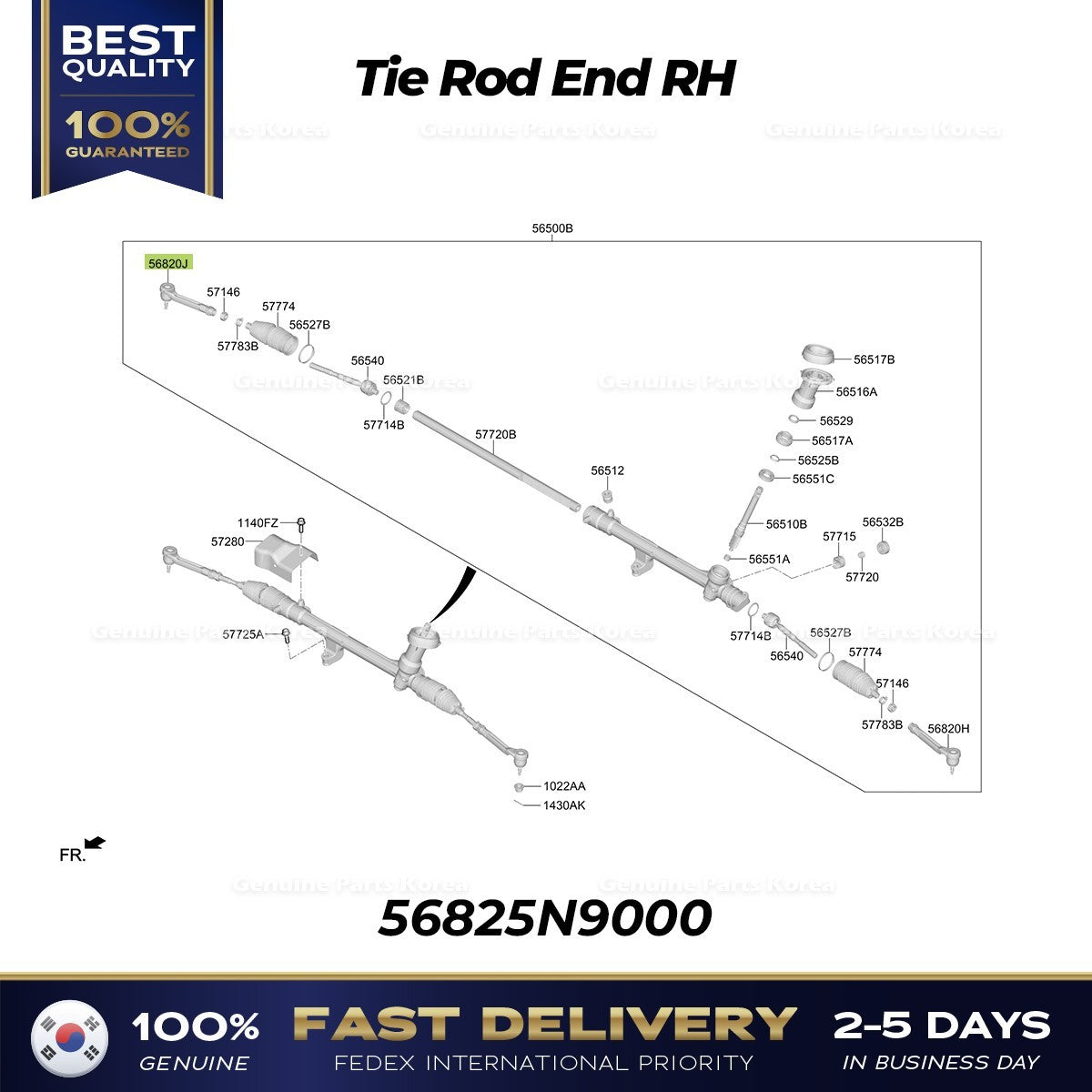 Genuine Tie Rod End RH 56825N9000 for Hyundai Tucson Kia Sportage