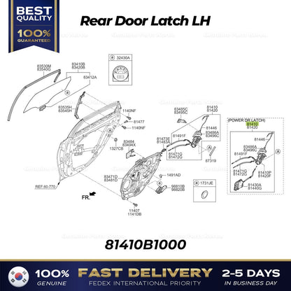 Genuine Rear Door Latch LH 81410B1000 for Hyundai Genesis