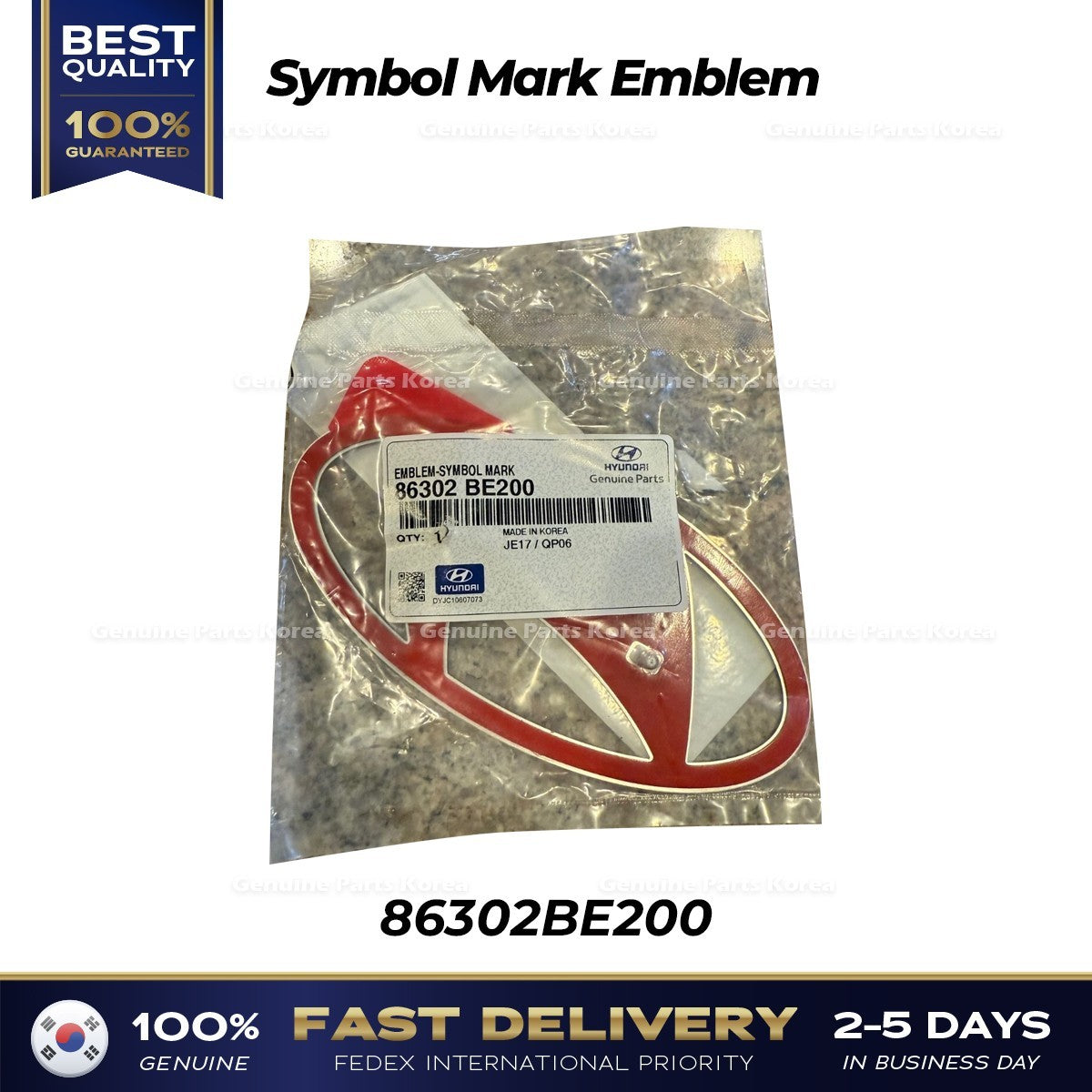 Genuine Symbol Mark Emblem 86302BE200 for Hyundai Kona