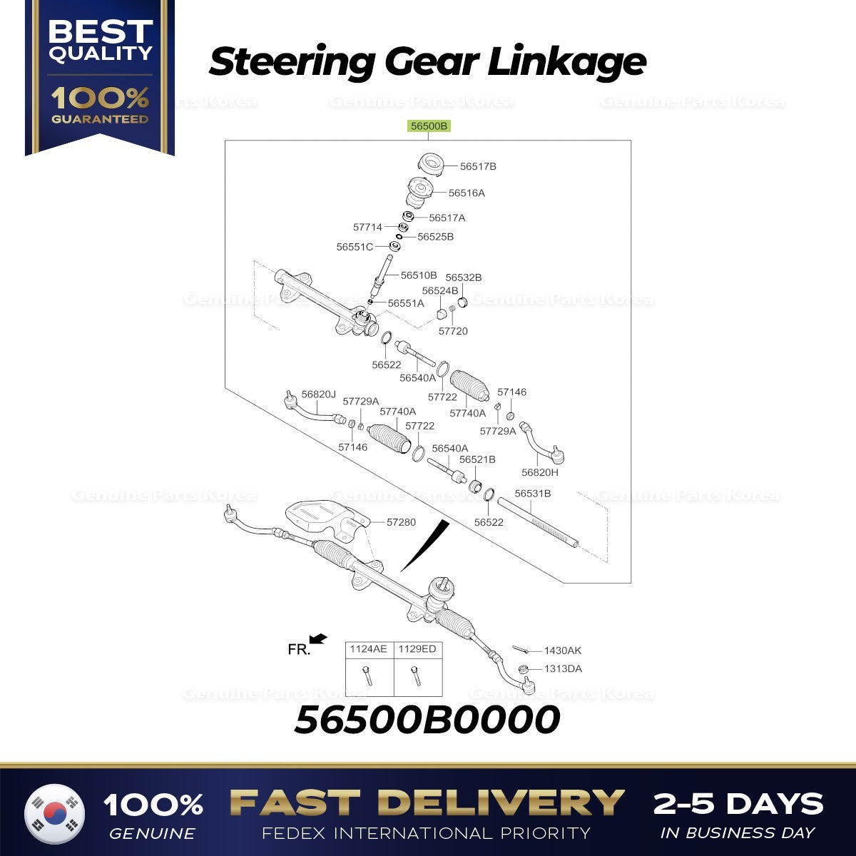Genuine Steering Gear Linkage 56500B0000 for Kia Forte