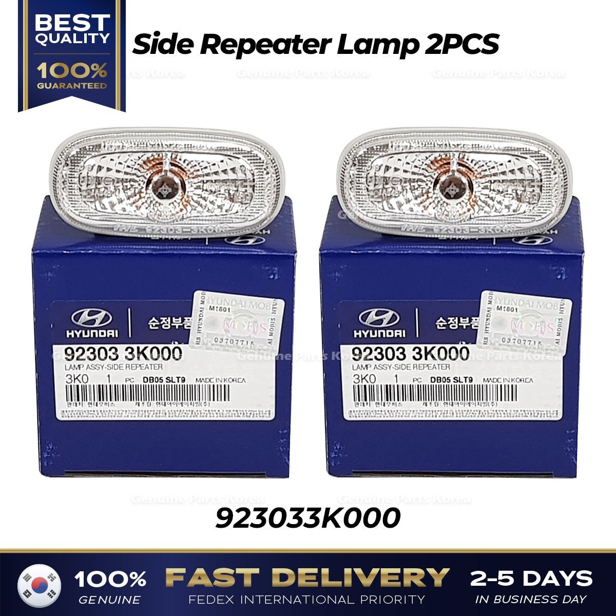 Genuine Side Repeater Lamp 2PCS 923033K000 for Hyundai Santa Fe