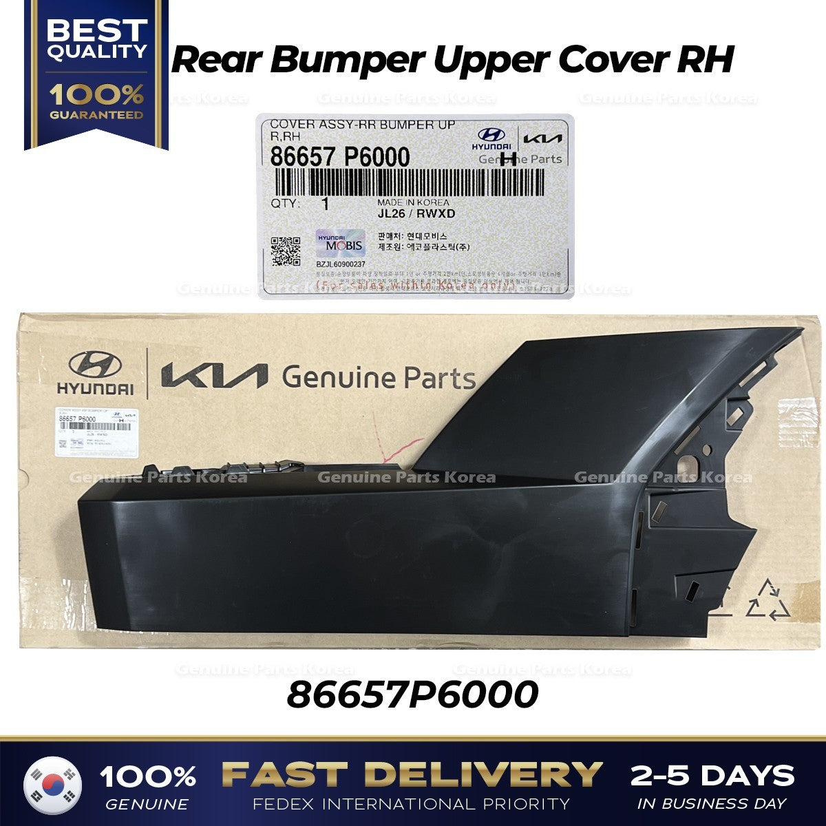 Genuine Rear Bumper Upper Cover RH 86657P6000 for Hyundai Santa Fe Hybrid
